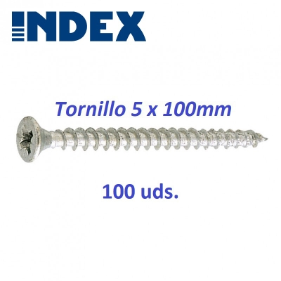 Imagen de 100 Tornillos zincado rosca madera 5x100 INDEX