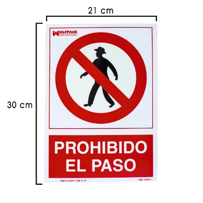 Imagen de Cartel Prohibido El Paso 30x21 cm.