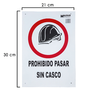 Imagen de Cartel Prohibido Pasar Sin Casco 30x21 cm.