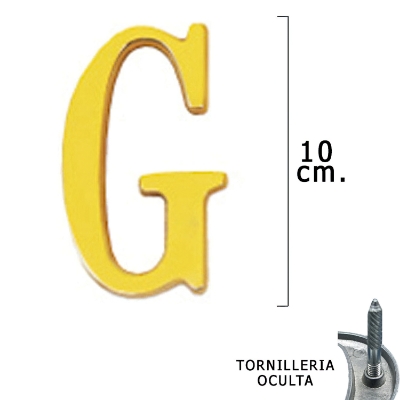 Imagen de Letra Latón "G" 10 cm. con Tornilleria Oculta (Blister 1 Pieza)