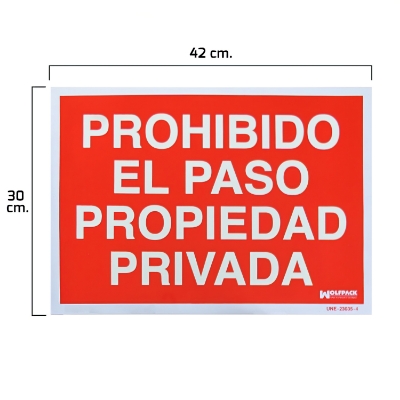 Imagen de Cartel Prohibido El Paso Propiedad Privada 30x42
