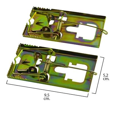 Imagen de Trampa ratones metálica galvanizada 9.5 x 5.2 cm. (Bolsa 2 unidades)