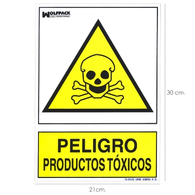 Imagen de Cartel Peligro Productos Toxicos 30x21cm.