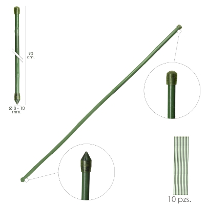 Imagen de Tutor Varilla Bambú Plastificado Ø  8  - 10 mm. x  90 cm. (Paquete 10 Unidades)