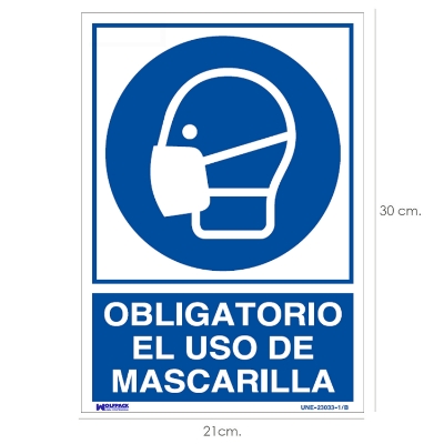 Imagen de Cartel Obligatorio el Uso de Mascarilla 30x21 cm.