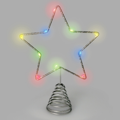 Imagen de Guirnalda Adorno Luces Navidad Estrella Arbol Navidad Luz Multicolor. 10 Leds. Uso Interno Protección IP20. 2 Baterias AA